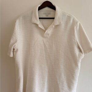 Banana Republic Cream Textured Polo Shirt